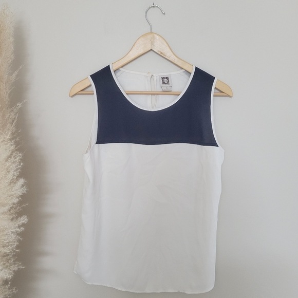 Anne Klein || Nautical Flair Sleeveless Top size small - Picture 2 of 4